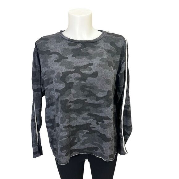 Sundry Camo Gray Cut Off Sweatshirt Knit Pullover Womens size‎ 1  Small - Picture 1 of 8